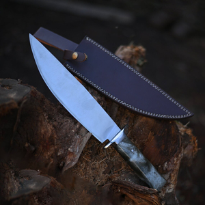 Cuchillo Bowie de Supervivencia y Caza de Alta Calidad, Personalizado OEM, con Hoja de Acero de Damasco de 10 Pulgadas y Mango de Madera, Venta al por Mayor B2B - Product Image 3
