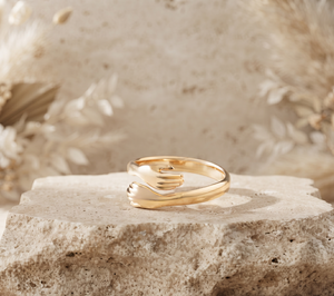 Custom 14K <b>Gold</b> <b>Hug</b> <b>Ring</b> For Women Adjustable Open <b>Ring</b> Love Hand Hugging Jewelry - Product Image 1
