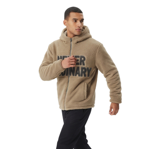 Men's Hooded <b>Fleece</b> <b>Jacket</b> <b>With</b> Letter Embroidery Thick Sherpa <b>Lining</b> Winter Wear Zipper Closure Outerwear Sherpa <b>Fleece</b> <b>Jackets</b> - Product Image 3