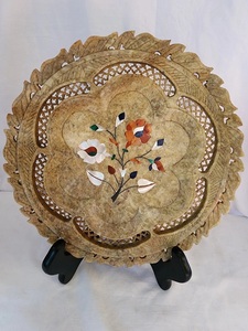 Bulk Soapstone <b>Decorative</b> <b>Plate</b> Semi Precious Stone Inlay Handcrafted Export Collectable <b>Plate</b> - Product Image 2