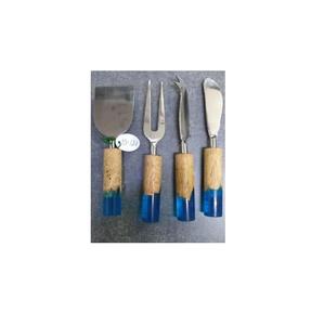 Juego de 3 Cuchillos para Queso de Acero Inoxidable Dorado al por Mayor con Mangos de Mármol Verde Aptos para Lavavajillas para Bodas, Hoteles y Catering - Product Image 3