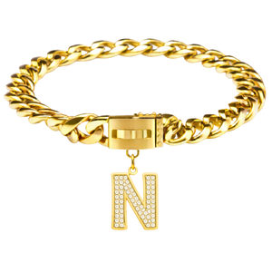 Pendentif lettre initiale en or M pour collier de chien, breloque personnalisée de luxe pour animal de compagnie, accessoire élégant - Product Image 2