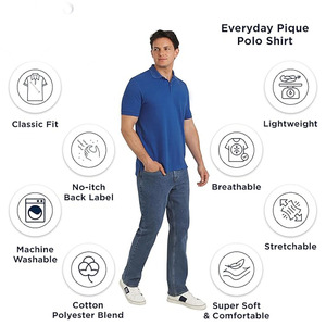 เสื้อโปโลชายสีน้ำเงิน แขนสั้น แบบลำลอง ผ้าระบายอากาศ รับทำโลโก้ตามสั่ง OEM ODM - Product Image 4