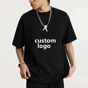 Heavyweight Blank 100% Cotton T-Shirt Drop Shoulder Cropped T-Shirt for Men Custom <b>Logo</b> Crew Neck Blank Tee - Product Image 1