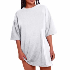 T-shirt décontracté ample à manches courtes pour femme, style délavé à l'acide, 100 % coton, respirant, personnalisé, le plus vendu (OEM) - Product Image 2