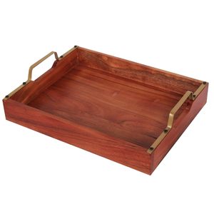 Wooden tray for coffee table decor elegant for <b>candles</b> vases books enhancing living room ambiance - Product Image 1