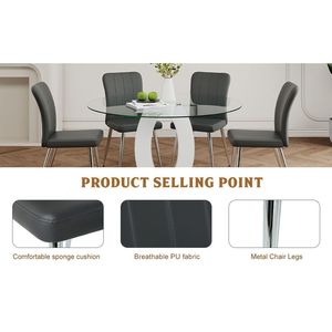 Moderno Set di 4 sedie da pranzo carbone PU gambe in metallo placcato mobili per la casa per soggiorno camera da letto cucina sala da pranzo - Product Image 5