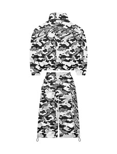 Black White Camo <b>Zip</b> <b>Up</b> Hoodie & Pants Set | Oversized Streetwear Tracksuit | Vintage Washed Graphic Two Piece Set - Product Image 3