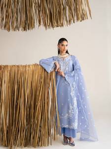 Robe de mariée indienne et pakistanaise traditionnelle pour femme, brodée, élégante, à séchage rapide, réversible, en matériaux recyclés, coupe ample, longueur cheville - Product Image 3