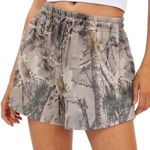 Womens Camo Sweat Shorts Maple Leaf Print Drawstring Elastic High Waist Lounge <b>Camouflage</b> Workout Shorts with Pockets - Product Image 1