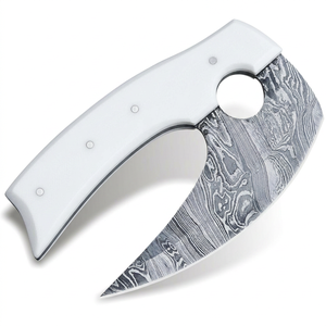 Couteau Ulu en acier Damas avec manche en résine torsadée, lame pointue de 2 mm d'épaisseur, longueur personnalisable, DIY OEM/ODM, cuisine, extérieur - Product Image 4