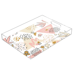 NewArrival Acrylic Printed Serving Storage Tray For Serving Beverages Snack Breakfast Decorative Organizer Tray For Coffee <b>Table</b> - Product Image 6