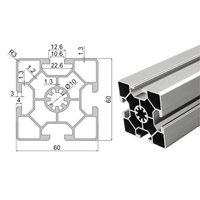 Profilé en aluminium à fente en T 60x60, extrusion robuste 6060 pour cadre d'équipement d'automatisation de poste de travail