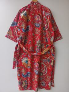 Kimono de Algodón Artesanal Indio con Estampado Floral a Mano, Bata Larga para Dormir, Proveedor Mayorista, Bata de Manga Larga - Product Image 4