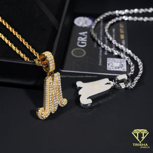 Collier Hip Hop avec pendentif initial D en diamant Moissanite glacé, bijoux personnalisés avec lettres - Product Image 6