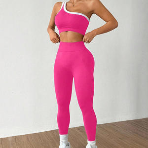 Ensemble de yoga brossé double face couleur unie pour femme, respirant, moulant, tenue de sport deux pièces pour la course et le yoga - Product Image 3