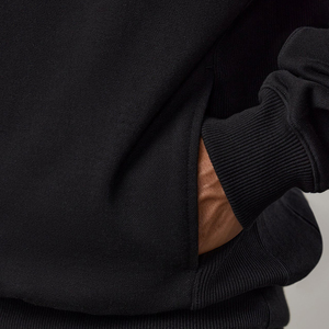 Men's Black Hooded Sweatshirt Regular Fit Casual Long Sleeve Pocket Fleece Autumn Wear 100% Cotton Knitted - Product Image 6