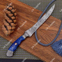 Couteau de Chef Professionnel à Fileter en Acier Damas 7 Pouces, Manche en Résine Full Tang Fait Main, Ergonomique, Ajustable, Très Tranchant et Durable
