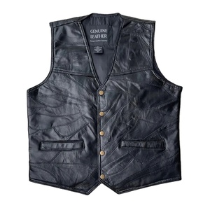 Chaleco de motocicleta para hombre, chaqueta de cuero sin mangas, chaleco con cuello en V para motorista, chaleco sólido de invierno, estilo de calle, impermeable - Product Image 1