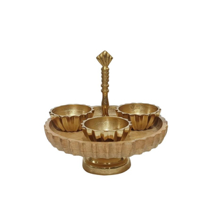 Juego de 3 bandejas de metal con forma de calabaza para frutos secos, cuencos para servir con tapa de madera, plato decorativo dorado para aperitivos, regalo - Product Image 5