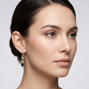 Natural <b>Black</b> <b>Onyx</b> Flower Dangle <b>Earrings</b> Gold Plated Bezel Set Vintage Style Handcrafted Gemstone Jewelry Gift Women - Product Image 5