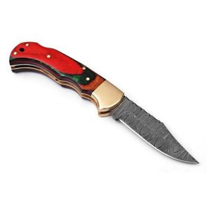 Traditional Artisan Damascus <b>Steel</b> Folding Knives with Curved Pocket Blade Decorative Bone Grip and Lockback Design for <b>Outdoor</b> - Product Image 2