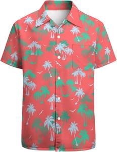 Chemise homme à manches courtes, imprimé floral tropical hawaïen, décontractée, boutonnée, colorée, pour l'été - Product Image 1
