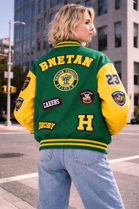 แจ็คเก็ตหนัง PU แบบ Varsity สำหรับผู้ชาย น้ำหนักเบา สไตล์ Letterman แจ็คเก็ตเบสบอล กันลม รับผลิตตามแบบ OEM ขั้นต่ำ 10 ชิ้น - Product Image 4