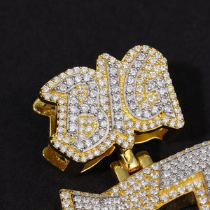 <b>PAPA</b> Letter Pendant Gold Plated Alloy Crystal Rhinestone Hiphop Style Unisex Jewelry <b>Gift</b> - Product Image 2