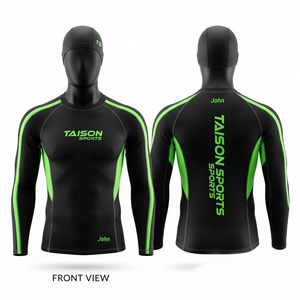 Camiseta de Compresión para Hombre, 180 GSM, Poliéster y Spandex, Color Negro y Verde, Personalizable con Transferencia Térmica - Product Image 1