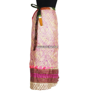 Ethnic Two Layered Reversible New Indian Around Silk Sari <b>Wrap</b> <b>Skirts</b> 2 Layer Reversible Magic Silk Saris <b>Wrap</b> Long <b>Skirt</b> Silk - Product Image 5