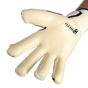 Guantes de portero de fútbol de neopreno blanco de diseño personalizado de calidad premium con látex alemán en relieve y correa de látex alemán de 4 mm - Product Image 3