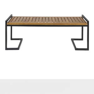 Patio Dining <b>Bench</b> Backless <b>Bench</b> With Teak Wooden Set and Metal <b>Legs</b> For Home Furniture Decoration - Product Image 2