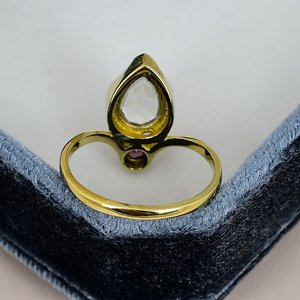 Bezel Setting Green Amethyst Gemstone <b>Ring</b> Solid 925 Sterling Silver Gold Plated Rhodolite <b>Garnet</b> Accent Romantic Women <b>Ring</b> - Product Image 4