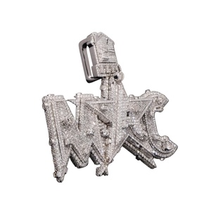 Pendentif Lettre Personnalisé Plaqué Or avec Diamants, Chaîne Cubaine en Argent Sterling 925, Coupe Baguette, Unisexe, 112g, Bijoux Hip Hop OEM ODM - Product Image 5