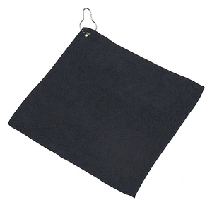 Black Microfiber <b>Towel</b> with Hanging Loop Solid Color Absorbent Rectangle Cloth for <b>Golf</b> and Makeup Removal - Product Image 1