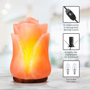 Lámpara de Sal Rosa del Himalaya Tallada a Mano con Forma de Flor, Precio de Fabricante, Luz Nocturna de Sal de Cristal para Decoración del Hogar - Product Image 5