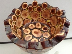 Natural wood and <b>epoxy</b> bowl handmade rustic wooden fruit serving bowl decorative kitchen <b>table</b> centerpiece - Product Image 2