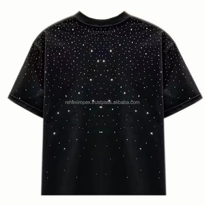 เสื้อยืดแขนสั้นผู้ชายผ้าฝ้ายแท้ 100% ประดับคริสตัลหรูหรา ระบายอากาศได้ดี เป็นมิตรกับสิ่งแวดล้อม แห้งเร็ว รับผลิตตามแบบ OEM - Product Image 3