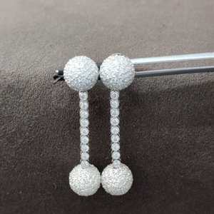 Boule exquise suspendue 6.50Ct boucles d'oreilles en diamant de laboratoire rond en 10K 14K 18K or massif boucles d'oreilles en diamant étincelant cadeau pour elle - Product Image 3