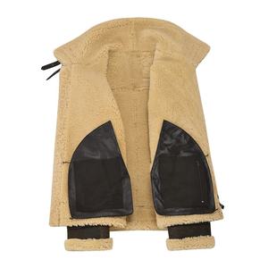 Veste en cuir de mouton marron Style Vintage pour homme, vêtement d'hiver chaud en fausse fourrure - Product Image 5