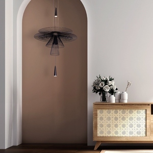 Lustre en métal de luxe en gros, fabricant de luminaires suspendus modernes en fil métallique sur mesure, offre des luminaires de plafond en gros au design nordique artistique - Product Image 3