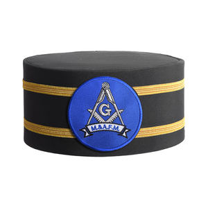 Crown Cap - Black Patch With Double Braid Premium Past Grand Master Blue Lodge Crown Cap Black with Gold Stripe <b>Purple</b> Laurel - Product Image 1