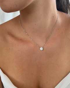 CVD Lab Diamond Pendant <b>Necklace</b> 14K 18K Real Gold Dainty Prong Set <b>Necklace</b> Factory Price Custom Jewelry Supplier 1 2 3 carat - Product Image 2