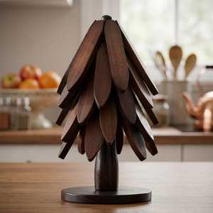 Wooden Shape <b>Trivet</b> Set Star Design Non Slip <b>Kitchen</b> Heat Resistant Mat Modern Style Table Decoration 20cm Diameter Handmade - Product Image 4