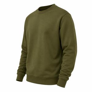 Sweat-shirt en maille à col rond pour homme, coupe classique, couleur unie vert olive, 400 GSM, vêtements d'hiver décontractés pour homme - Product Image 2