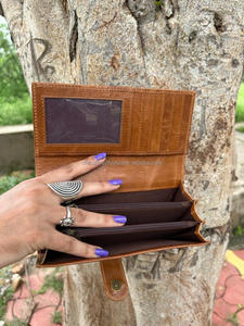 Nouveau Style vente chaude véritable pochette en cuir Crunch à la main portefeuille élégant décontracté en cuir pleine fleur trois plis pochette pour les femmes - Product Image 5