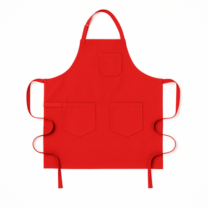 Tablier en coton unisexe de qualité supérieure avec poches, bretelles réglables, manches courtes et fermeture à boutons-pression pour restaurants et bars (vente en gros) - Product Image 4
