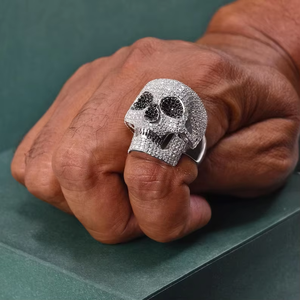 925 Sterling Silver Passed Diamond Test Custom Men's Moissanite <b>Ring</b> VVS Diamond Rapper Iced Out Custom Skull Hip Hop <b>Ring</b> - Product Image 6