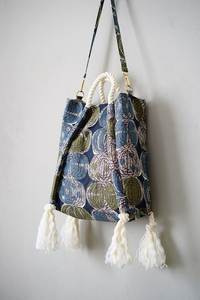 Bohemian Tassel Bag With Rope Handles And Patterned Fabric Medium Capacity Soft Handle Multi Purpose Bag Cosmetic Bag Portable - Product Image 4